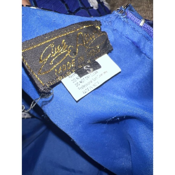 vtg Eves Allure Dress Blue Silk Sequins Beaded 90s Formal small gorgeous - Picture 9 of 10